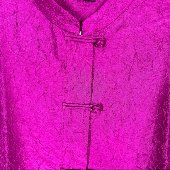 Eileen Fisher Purple Silk Mandarin Frog Closure Patterned Sleeveless Top Medium - Picture 3 of 6